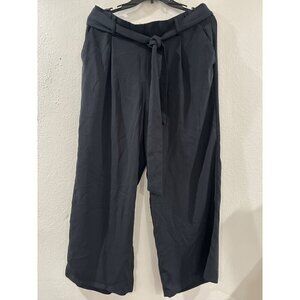 Halogen Womens Pants Black Belted Wide Leg Dress casual trouser size Medium